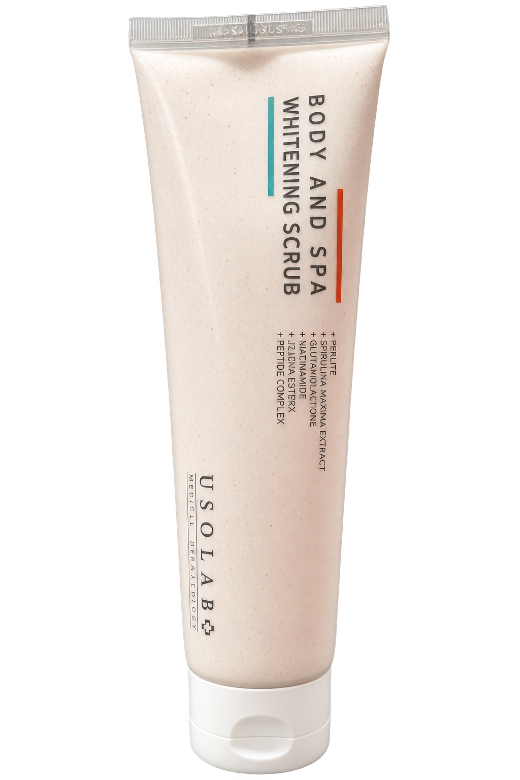 USOLAB Body and Spa Whitening Scrub 200 ml tube on a white background