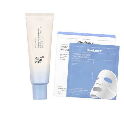 Beauty Of Joseon Relief Sun Aqua-Fresh: Rice + B5 SPF50+, 50ml + Biodance Hydro Cera-Nol Real Deep Mask, 4 pcs