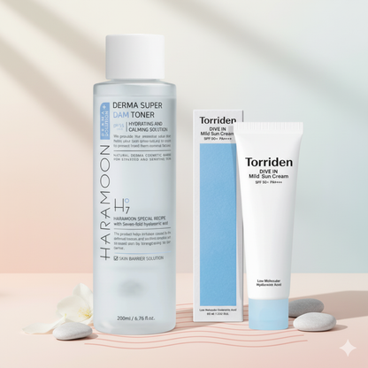 Torriden Dive-In Mild Suncream SPF50+ HARAMOON  Derma Super Dam Toner